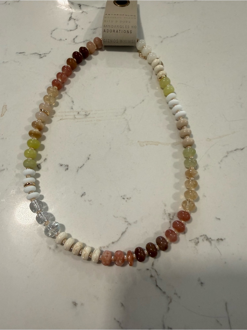 Anthropologie Multicolor Beaded Necklace with Earth & White Tones